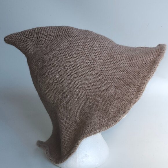 Khaki Conical Witch Hat Knit Professor Sprout costume hat Idea Halloween Dressup - Picture 2 of 7